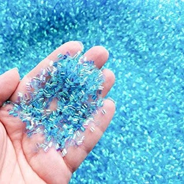 113252-3 Pärlor Iridescent Bingsu Beads - Ljusblå